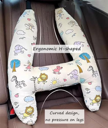 SIQITECHNO Car Travel Pillow H-Shape Seat Pillow Kids Adults Soft Neck Pillow Breathable Head and Body Support Pillow Car Aircraft Sleeping Cushion for Long Journey Road Trip Travel Accessories - color: Cartoon Animals