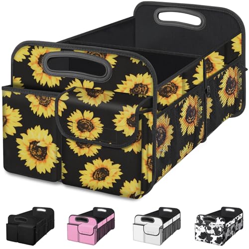 Femuar Car Trunk Organizer, Car Storage Organizer with Large Capacity Waterproof Collapsible Trunk Organizer for Car Suv/Jeep/Sedan (Sunflower, Standard) - color: Sunflower, size: Standard