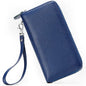 Moflycom Womens Wallet RFID Blocking Genuine Leather Zip Around Wallet Clutch Wristlet Travel Long Purse for Women - color: Blue