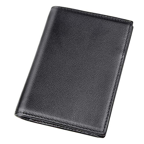Polare Men's Slim RFID Blocking Leather Passport Holder Travel Bifold Wallet (Black) - color: Black