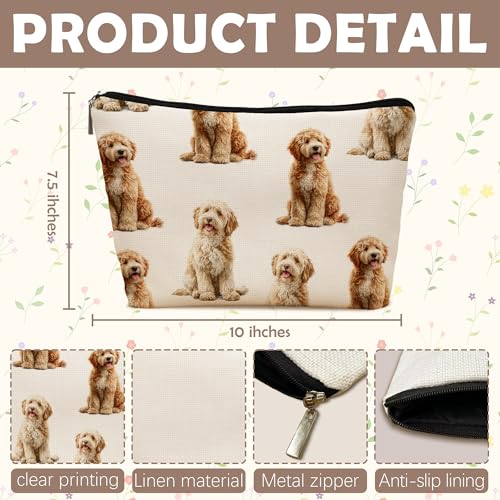 Labradoodle Dog Makeup Bag, Labradoodle Lovers Gifts Cosmetic Bag for Women, Dog Mom Lovers Owner Gifts for Women Christmas, Pet Lover Gift Zipper Travel Makeup Pouch for Purse - color: labradoodle