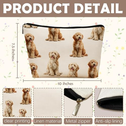 Labradoodle Dog Makeup Bag, Labradoodle Lovers Gifts Cosmetic Bag for Women, Dog Mom Lovers Owner Gifts for Women Christmas, Pet Lover Gift Zipper Travel Makeup Pouch for Purse - color: labradoodle