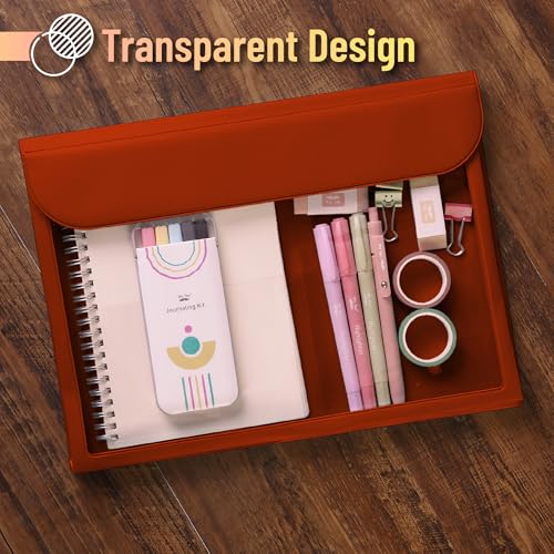 Mr. Pen Red Plastic File Folders - Letter Size, Clear, Office Document Filing Folders - color: Red