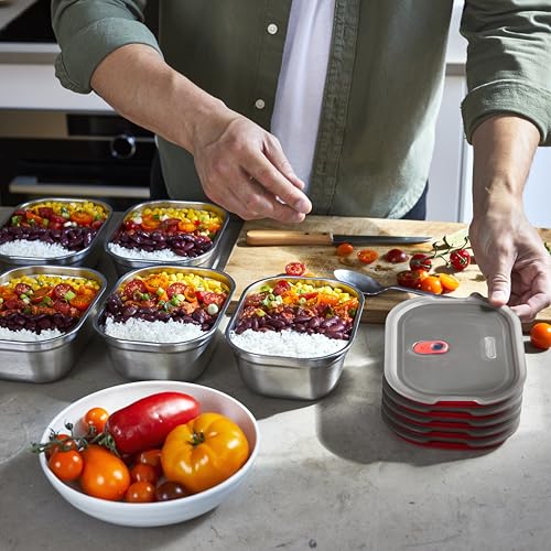 BLACK + BLUM Lunch Box Set - Meal Prep Containers Reusable for Picnic & Camping - Microwavable Stainless Steel Lunch & Dinner Food Storage Box - Leak Proof Lid - Dishwasher & Oven Safe - Medium 30oz - size: Medium Box Set (900ml x 3)