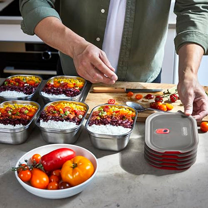 BLACK + BLUM Lunch Box Set - Meal Prep Containers Reusable for Picnic & Camping - Microwavable Stainless Steel Lunch & Dinner Food Storage Box - Leak Proof Lid - Dishwasher & Oven Safe - Medium 30oz - size: Medium Box Set (900ml x 3)