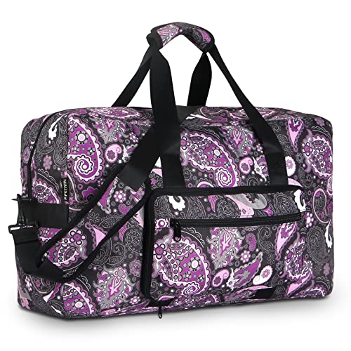 F.FETIVIN Weekender Bag Carry On Travel Duffle Medium Overnight Bag for Women(Purple Paisley) - color: 1-Purple Paisley