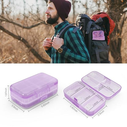 FYY Weekly Pill Organizer with Labels,8 Compartments Travel Daily Pill Case Airtight Moistureproof Large Pill Box to Hold Vitamins, Fish Oil, Supplements,Cotton Swab and Bandages-Purple - color: Purple