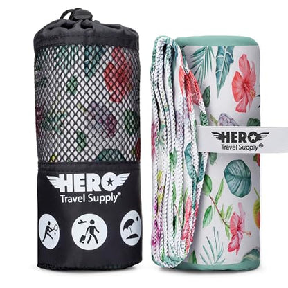 Hero Microfiber Large Beach Towel Compact for Travel (Jungle Garden, 40" x 72") - color: Jungle Garden, size: 40" x 72"