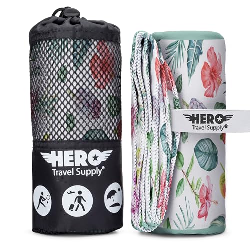 Hero Microfiber Large Beach Towel Compact for Travel (Jungle Garden, 40" x 72") - color: Jungle Garden, size: 40" x 72"