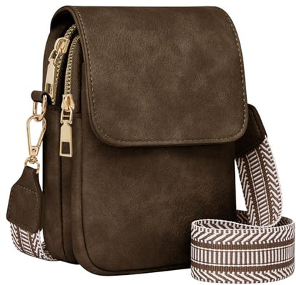 Fashion Small Crossbody Bags for Women Trendy Designer Cell Phone Purses Wallets with Card Holder Anti Theft Travel - color: Coffee