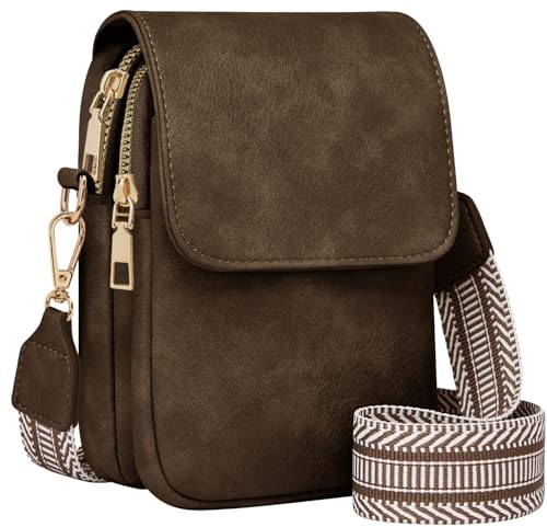 Fashion Small Crossbody Bags for Women Trendy Designer Cell Phone Purses Wallets with Card Holder Anti Theft Travel - color: Coffee