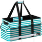 Extra Large Utility Tote Bag with Reflective Strip, Standing Reusable Grocery Bags with Hard Bottom, Collapsible Utility Tote with Handles for Shopping, Beach, Picnics, Car, Striped Green - color: Striped Green