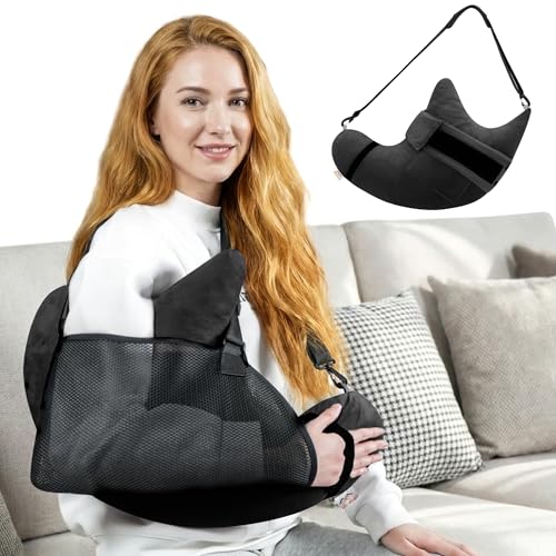 Shoulder Surgery Pillow for Rotator Cuff Pain Impingement Replacement Recovery Aids Side Sleepers Body Post Arm Injury Support Relief Supplies Broken Collarbone Must Haves with Forearm Sling - color: Black, size: with Forearm Sling