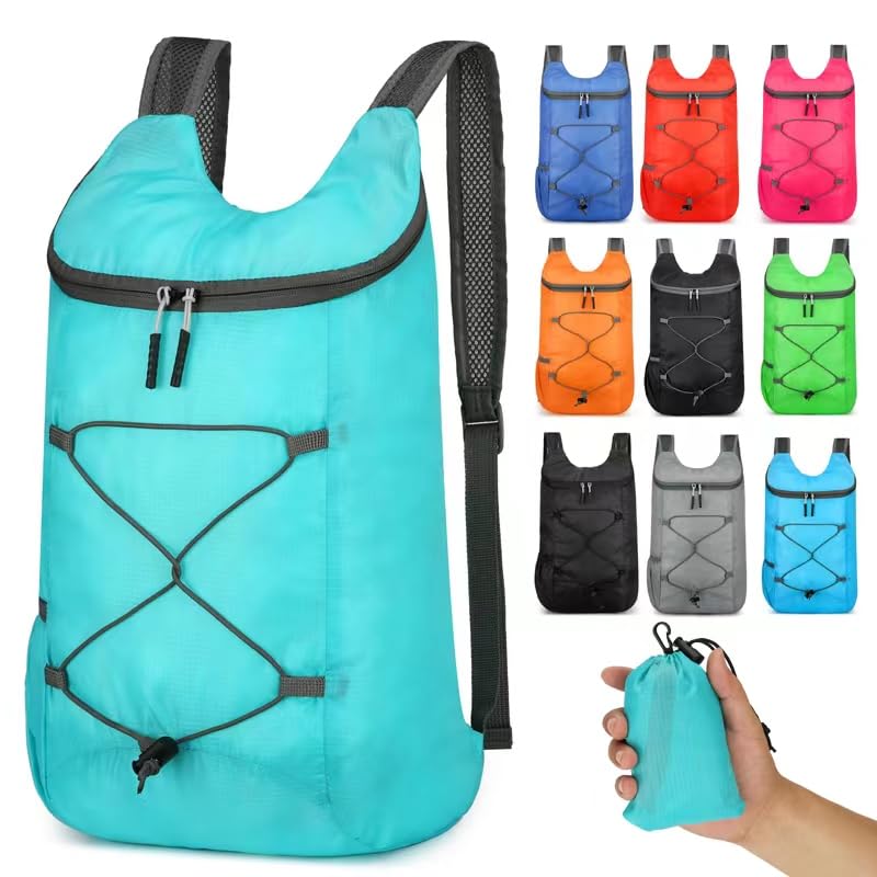 levayhill 16L Foldable Hiking Backpack,Small Packable Daypack,Lake Blue | Lightweight ,Outdoor Collapsible Rucksack,Ultralight Folding Back Pack, Water Repellent, Men Women Travel Gym, Easy Carry-on - color: Lake Blue