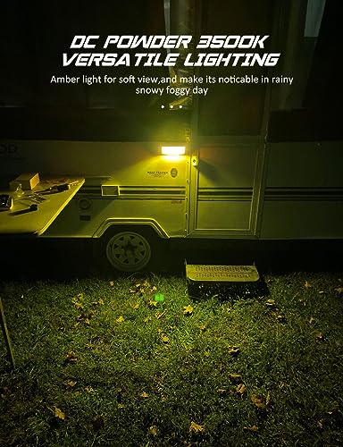 Chelhead RV Led Exterior Lights, Yellow 800lm Waterproof RV Porch Flood Lights 12V Exterior Light Fixture Compatible with RVs, Traliers, Campers - color: Yellow Light-White Housing