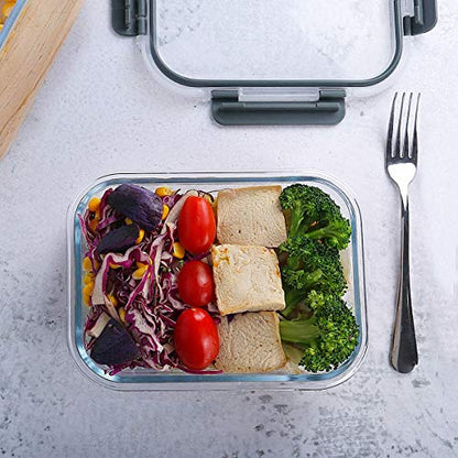 M MCIRCO 10-Pack,22 Oz Glass Meal Prep Containers,Glass Food Storage Containers with lids,Lunch Containers,Microwave, Oven, Freezer and Dishwasher (Gray) - color: gray