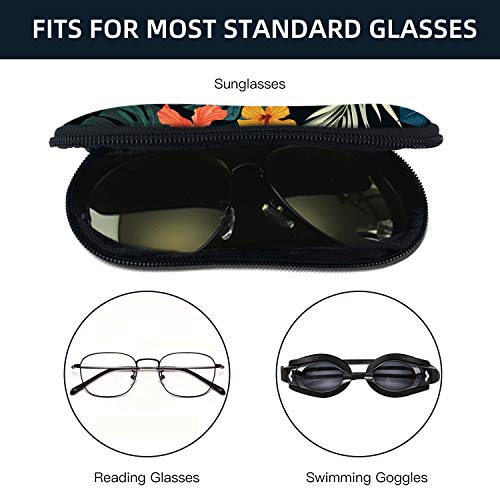 Sunglasses Soft Case with Carabiner Ultra Light Neoprene Zipper Glasses Case - color: Palm Leaf