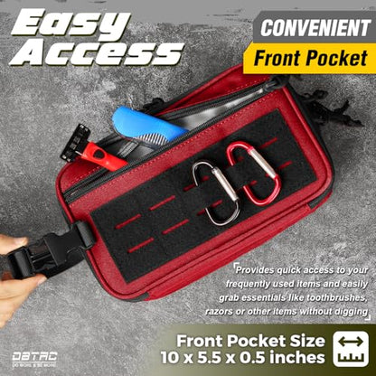DBTAC Tactical Toiletry Bag w/Electronic Organizer Compartment | Dry/Wet Separate Hygiene Bag, Expanded Travel Dopp Kit Shaving Kit Travel shower Bag for Men (Red) - color: Elite Red/Black