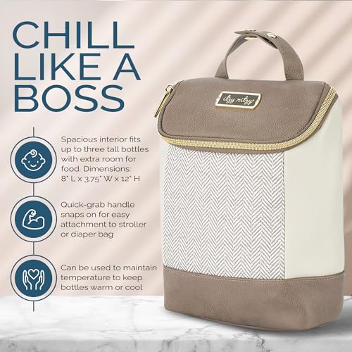 Itzy Ritzy Insulated Bottle Bag – Keeps Bottles Warm or Cool - Holds 3 Bottles & Features Interior Pocket for Ice Pack (Not Included), Vanilla Latte - color: Vanilla Latte