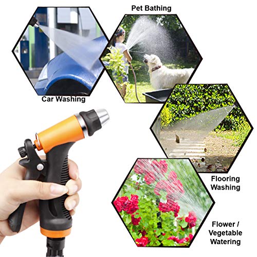 Portable Intelligent Electric Pressure Washer Pump 100W 160 PSI 12V Portable Pressure Powerful Washing Kit with 21.3 Feet PVC Hose for Home, Car, Garden, Projects (100 W-Black Hose)
