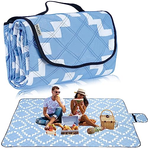 Large Picnic Blanket Beach Blanket Waterproof Sandproof Outdoor Blanket Foldable Beach Mat Sandfree Picnic Mat with Carry Strap Lightweight Beach Mat fit 2 to 4 Adults for Beach Grass Lawn Park - color: Blue, size: 5' x 6'8" (Runner)