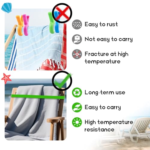 Beach Towel Band for Cruise Chairs Great Alternative to Beach Towel Clips Cruise Ship Beach Vacation Essentials 6 PCS (Six Colors, L：11.8 W：0.6 T：0.06)
