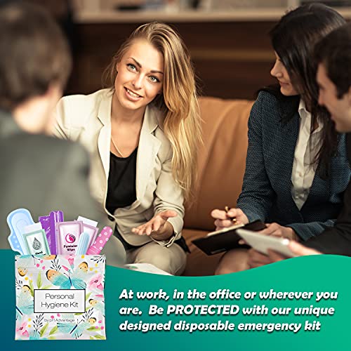 Menstrual Kit All-in-One 10 Pack | Convenience on The Go | Period Kit Pack for Travelling, Tweens & Teenager | Individually Wrapped Feminine Hygiene Product (Butterflies) - color: Butterflies