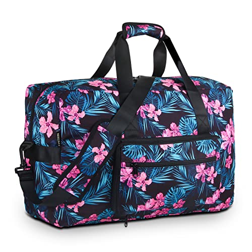F.FETIVIN Weekender Bag Carry On Travel Duffle Medium Overnight Bag for Women(Flower2) - color: 11-Flower2