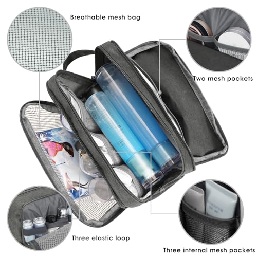Toiletry Bag for Men Hanging Dopp Kit Water Resistant Shaving Bag Small Toiletry Bag for Traveling (Denim Pure Grey) - color: Denim Pure Grey