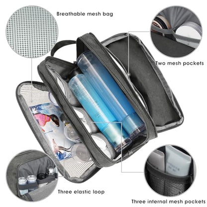 Toiletry Bag for Men Hanging Dopp Kit Water Resistant Shaving Bag Small Toiletry Bag for Traveling (Denim Pure Grey) - color: Denim Pure Grey