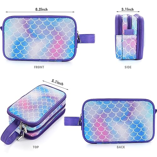 Kids Toiletry Bag for Girls, Travel Toiletry Bag for Little Young Girls Cosmetic Bag Makeup Bag Waterproof Hanging Wash Bag Toddler Toiletries, Mermaid Scales - color: Mermaid Scales