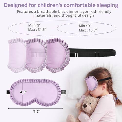 Kids Sleep Mask, 100% Real Mulberry Silk Eye Mask, Sleeping Mask for Kids with Adjustable Elastic Band, Soft & Light Blocking Eye Cover Gift for Boys Girls Teens Age 5+ (Purple) - color: Purple