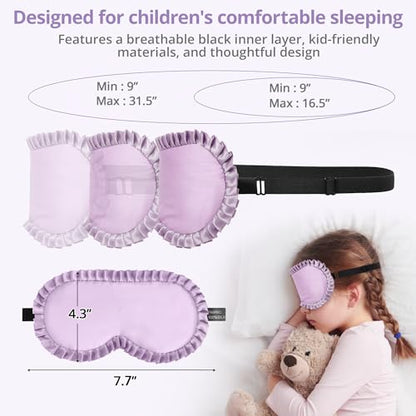 Kids Sleep Mask, 100% Real Mulberry Silk Eye Mask, Sleeping Mask for Kids with Adjustable Elastic Band, Soft & Light Blocking Eye Cover Gift for Boys Girls Teens Age 5+ (Purple) - color: Purple