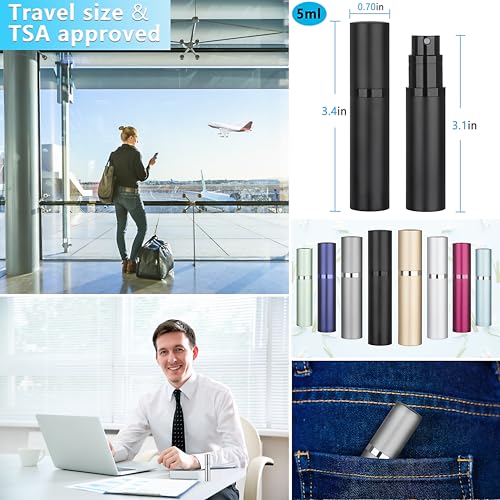 Refillable Perfume Atomizer Travel Bottle 5ml Leakproof Luxury Travel Perfume Refillable Bottle, Portable Fragrance Atomiser (Black) - color: Black