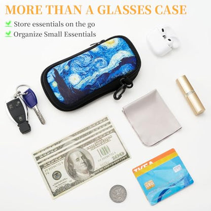 WOZEAH Double Eyeglass Case with 2 Compartments, Travel Eyewear Organizer for Two Pairs of Glasses - color: Pink Marble