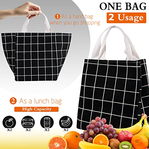 Lunch Bag Insulated Lunch Box for Women Men,Reusable Adult Lunch Tote Bags for Work or Travel (Black Plaid) - color: Black Plaid