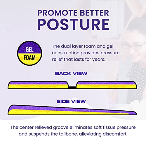 GSeat Ultra Orthopedic Gel and Foam Seat Cushion (Black) – for Coccyx, Back, Tailbone, Prostate, Postnatal, and Sciatica Pain/Discomfort – Office, Car, Chair, Travel - color: Black