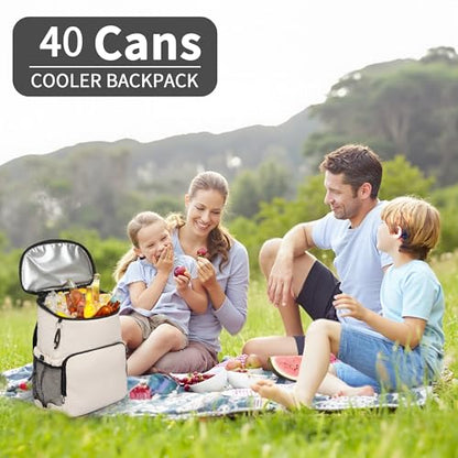 Backpack Cooler for Men and Women Insulated Waterproof Soft Lightweight Cooler Bag Leakproof 30 Cans Travel Camping Picnic Beach - color: Cream, size: 40 Cans