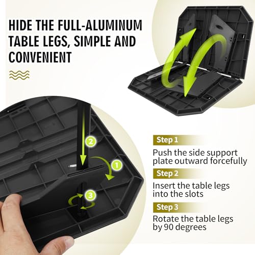 Ultralight Folding Camping Table - 2 Height Adjustable Portable Outdoor Picnic Beach Desk with Carry Bag,Compact for Backpacking,Camp,Travel,Patio - color: Black