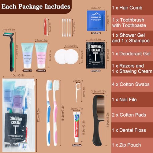 Bulk Travel Size Toiletries Kit Travel Toiletry Kit for Women,Bulk Homeless Care Package Supplies in Zip Pouch,Toiletries Set for Camping Hotel Homeless Charity Men Women Students (4)