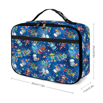Robot Lunch Bag Insulated Reusable Lunch Box Cooler Thermal Tote Bag For Teenage Boys Girls School Beach - color: Robot