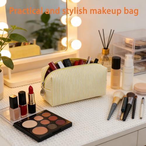 2pcs Makeup Bag Travel Toiletry Bag for Women Lightweight Make Up Bag Purse Organizer Pouches Large Cosmetic Bag Small Makeup Pouch Medicine Bag Travel Essentials for Women Yellow - color: yellow