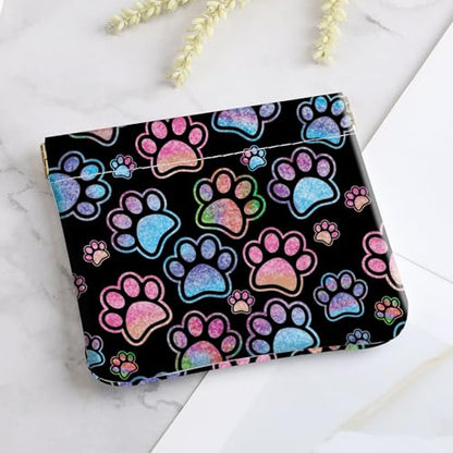 2Pcs PU Leather Small Squeeze Coin Purse Pouch Mini coin Bag Unique And Cute Wallet Cosmetic Bags Change Bag For Women Girls Men Dog Paw Pattern - color: Dog Paw Pattern