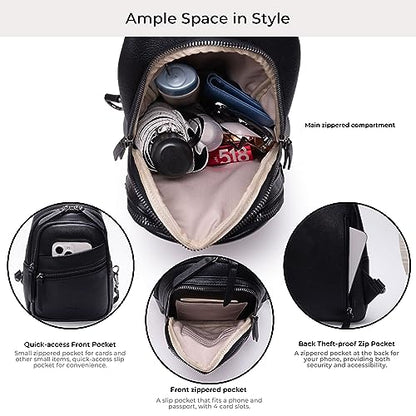 Alldaily Large Sling Bag for Women Crossbody Purse Leather Fashionable Trendy Chest Bag for Travel, Fanny Pack (Black) - color: Black