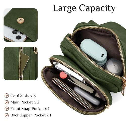 Fashion Small Crossbody Bags for Women Trendy Designer Cell Phone Purses Wallets with Card Holder Anti Theft Travel - color: Darkgreen