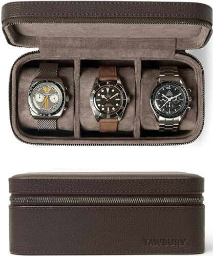 Genuine Leather 2 Watch Travel Case (Brown) - color: Brown, size: 2 Watch Case