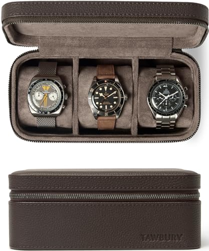 Genuine Leather 2 Watch Travel Case (Brown) - color: Brown, size: 2 Watch Case