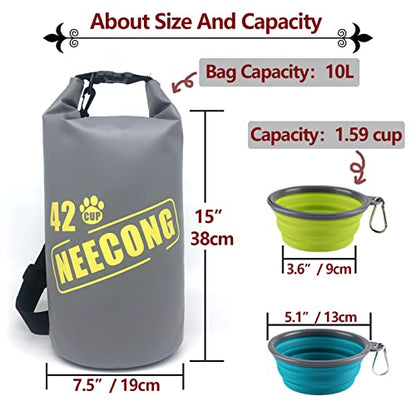 Dog Food Travel Bag With Collapsible Travel Bowls, 42 Cup Dog Food Storage System for Camping, Everyday-10L Food Dry Bag - color: bowl-400ml