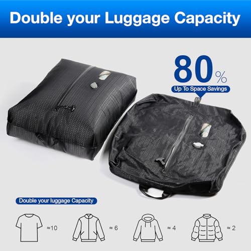 Travel Vacuum Bags with Pump–Electric Wireless Air Pump, Double Layer travel vacuum bags for luggage with IP67 Waterproof (1PC+Pump) - color: Large size 1PC+Pump