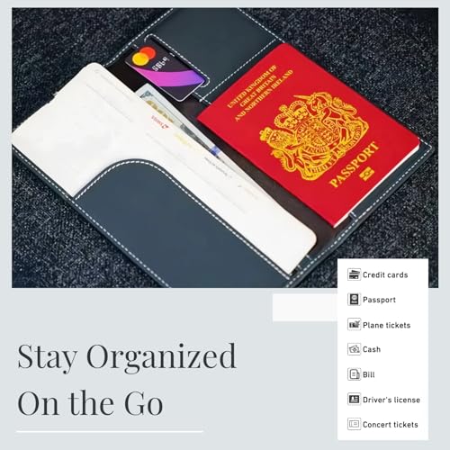 Genuine Leather RFID Blocking Long Passport Holder Passport Cover (Dark Blue) - color: Dark Blue